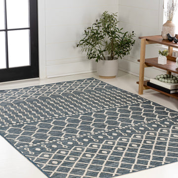 Zana Modern Geometric Moroccan Reversible Machine-Washable Indoor/Outdoor Area Rug
